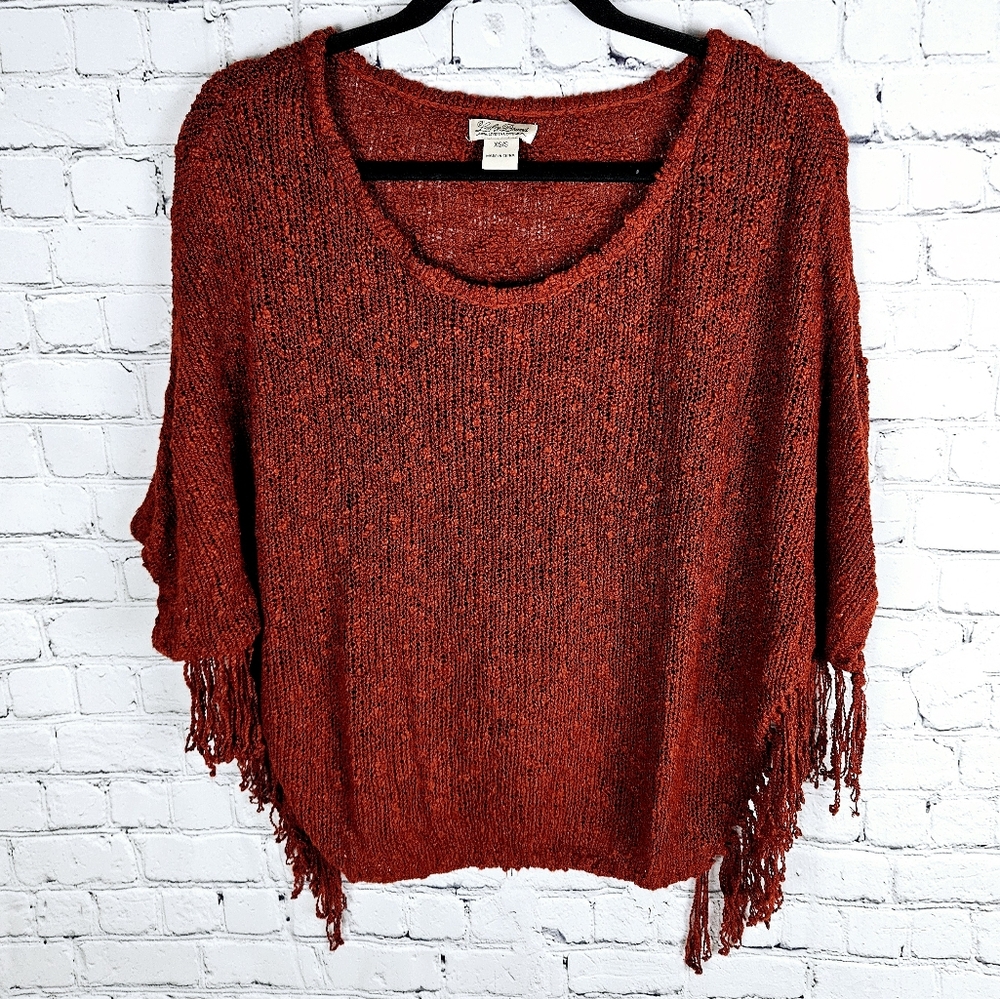 LUCKY BRAND | fringe scoop neck knit dolman sleeve sweater